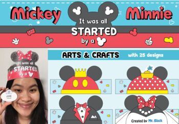 Preview of Mickey & Minnie Hats - Disney Theme - Disney Day + Disney World 50th Anniversary