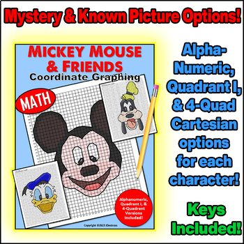 Preview of Mickey Mouse & Friends Coordinate Graph Mystery Pictures! Ordered Pairs Graphing