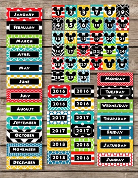 Preview of Mouse Ears Pocket Chart Calendar Editable