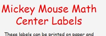 Preview of Mickey Mouse Theme Math Labels