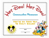 Mickey Kindergarten OR TK E.O.Y. Certificate