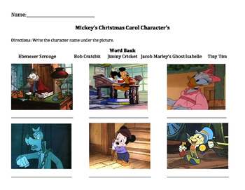 Preview of Mickey's Christmas Carol Activities