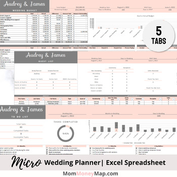 Preview of Micro Wedding Planning Excel Spreadsheet