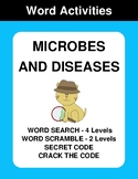 Microbes and diseases - Word Search Puzzle, Word Scramble,