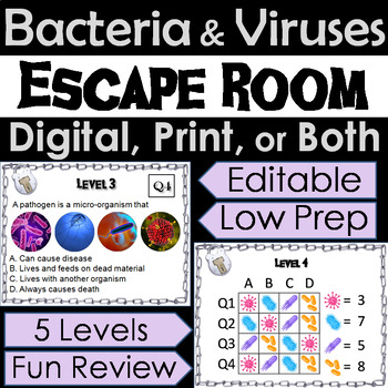 Preview of Bacteria & Viruses Activity: Microbiology Escape Room Science Breakout Game