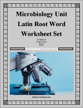 Preview of Microbiology Unit Latin Root Word Worksheet Set