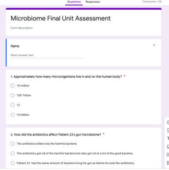 Preview of Microbiome Unit Final Assessment/Exam (Amplify Science)