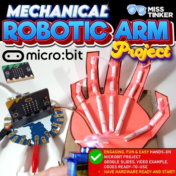 Preview of Microbit Makerproject Mechanical Robotic Arm, STEM Project, Instructions ready
