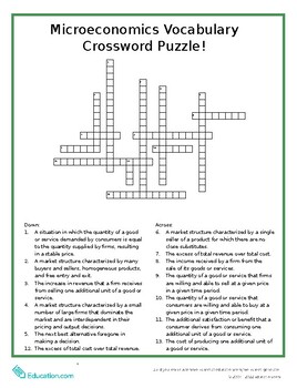 Preview of Microeconomics Vocabulary Crossword Puzzle!