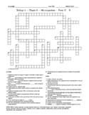 Microorganisms - Biology Crossword Worksheet with Word Bank - Form 1