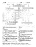 Microorganisms - Biology Crossword Worksheet with Word Bank - Form 3