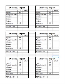 Preview of Microorganisms Report Rubric