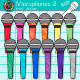 Microphones Clipart: Colorful 80's Vintage Retro Music Cli