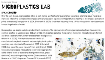 Preview of Microplastics Lab (Microscopic Analysis, Chemical Isolation, Food)