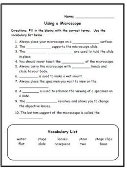 Label the Microscope Parts for Elementary School Students by The