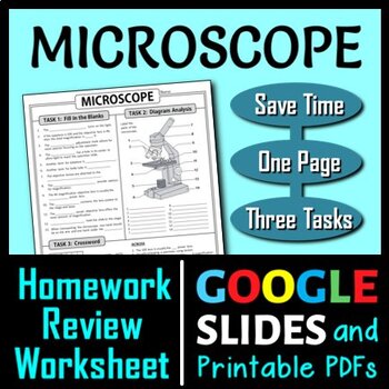 Microscope Homework Review Worksheet / Test Prep | Print & Google ...