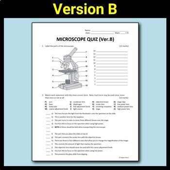 Concise single solo Microscope Quiz - Two Versions | Editable, Printable PDF & Google Drive  Options