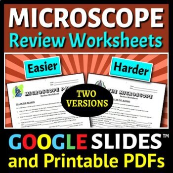 Preview of Microscope Review Worksheets | Editable, Printable & Distance Learning Options
