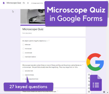 Preview of Microscope Quiz in Google Forms