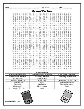 Microscope Word Search - Crossword - Vocabulary- Graphic Organizers - PDF