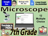 Microscope for 7th graders - 12 Multiple choice, Answers, 6 pages