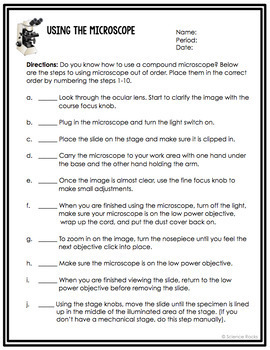 Microscope Worksheets by Science Lessons That Rock | TpT