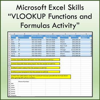 Preview of VLOOKUP Functions and Formulas Lesson for Microsoft Excel