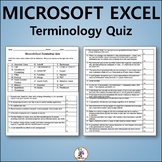 Vocabulary Quiz and Word List for Teaching Microsoft Excel