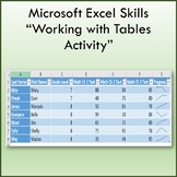 Working with Tables Lesson Activity for Teaching Microsoft Excel