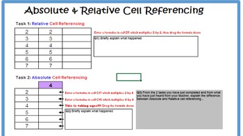 Preview of Excel - Absolute Cell Referencing Spreadsheet Tasks