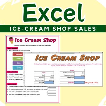 Preview of Microsoft Excel Activity - Ice Cream Shop Sales