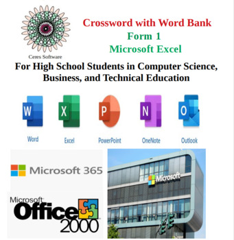 Preview of Microsoft Excel - HS Computer Science -Crossword with Word Bank Worksheet-Form 1