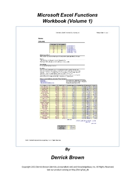 Preview of Microsoft Excel Functions Workbook, Volume 1