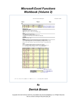 Preview of Microsoft Excel Functions Workbook, Volume 2 (BUSINESS MATH)