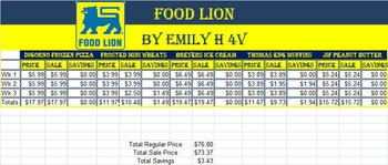 Preview of Microsoft Excel Grocery Store Money & Math Computer Project