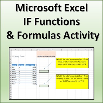 Preview of IF Functions and Formulas Activity for Microsoft Excel