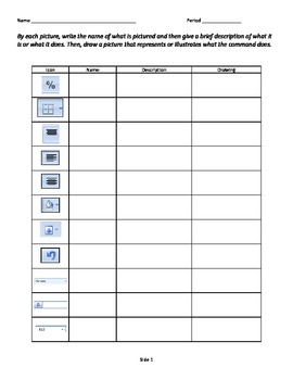 Preview of Microsoft Excel Icon Identification Worksheet