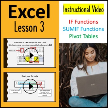 Preview of Microsoft Excel Lesson 3: Functions & Pivot Tables (Video)