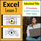 Microsoft Excel Lesson 3: Functions & Pivot Tables (Video)