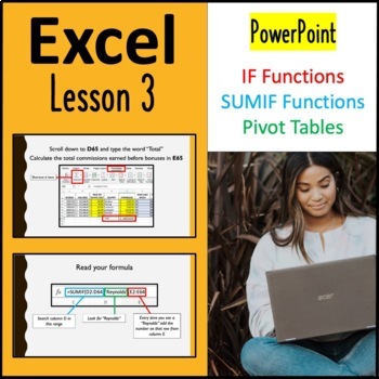 Preview of Microsoft Excel Lesson 3: Functions & Pivot Tables (PowerPoint)