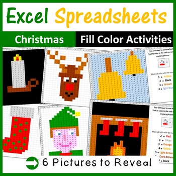 Preview of Christmas Pixel Art in Microsoft Excel Spreadsheets - Pack 2
