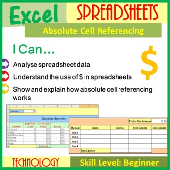 Preview of Excel Spreadsheets Absolute and Relative Cell Referencing