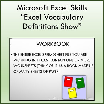 Preview of Vocabulary Definitions Slideshow for Teaching Microsoft Excel