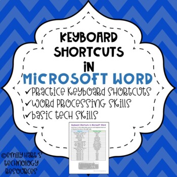 Preview of MICROSOFT WORD: Keyboard Shortcuts Practice Worksheet for OFFICE - FREE DOWNLOAD