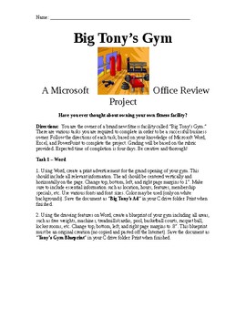Preview of Microsoft Office Review Project - Big Tony's Gym (Computer Applications)
