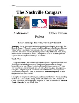 Preview of Microsoft Office Review Project - The Nashville Cougars (Computer Applications)