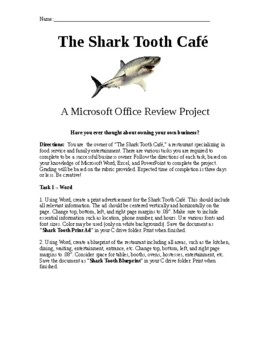 Preview of Microsoft Office Review Project - The Shark Tooth Cafe (Computer Applications)