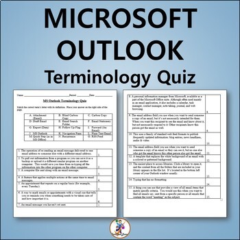 Preview of Vocabulary Slideshow, Quiz and Word List for Teaching Microsoft Outlook