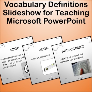 Preview of Vocabulary Definitions Slideshow for Teaching Microsoft PowerPoint