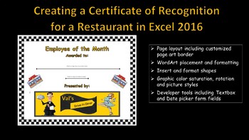 Preview of WORD 2016 Certification - Creating a Certificate of Recognition (Page Layout)